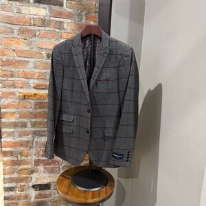 Paisley & Gray Men's Charcoal Checkered Suit